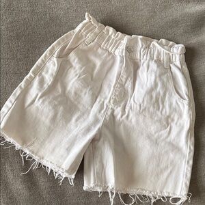 BDG High Waist White Frayed Shorts